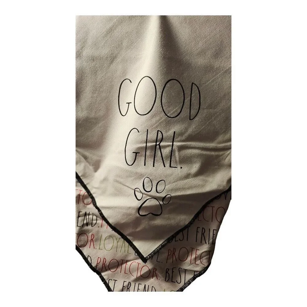 Rae Dunn 2 Pack Pet Bandannas Good Girl Size L/XL 100% Cotton NWT - Picture 5 of 5